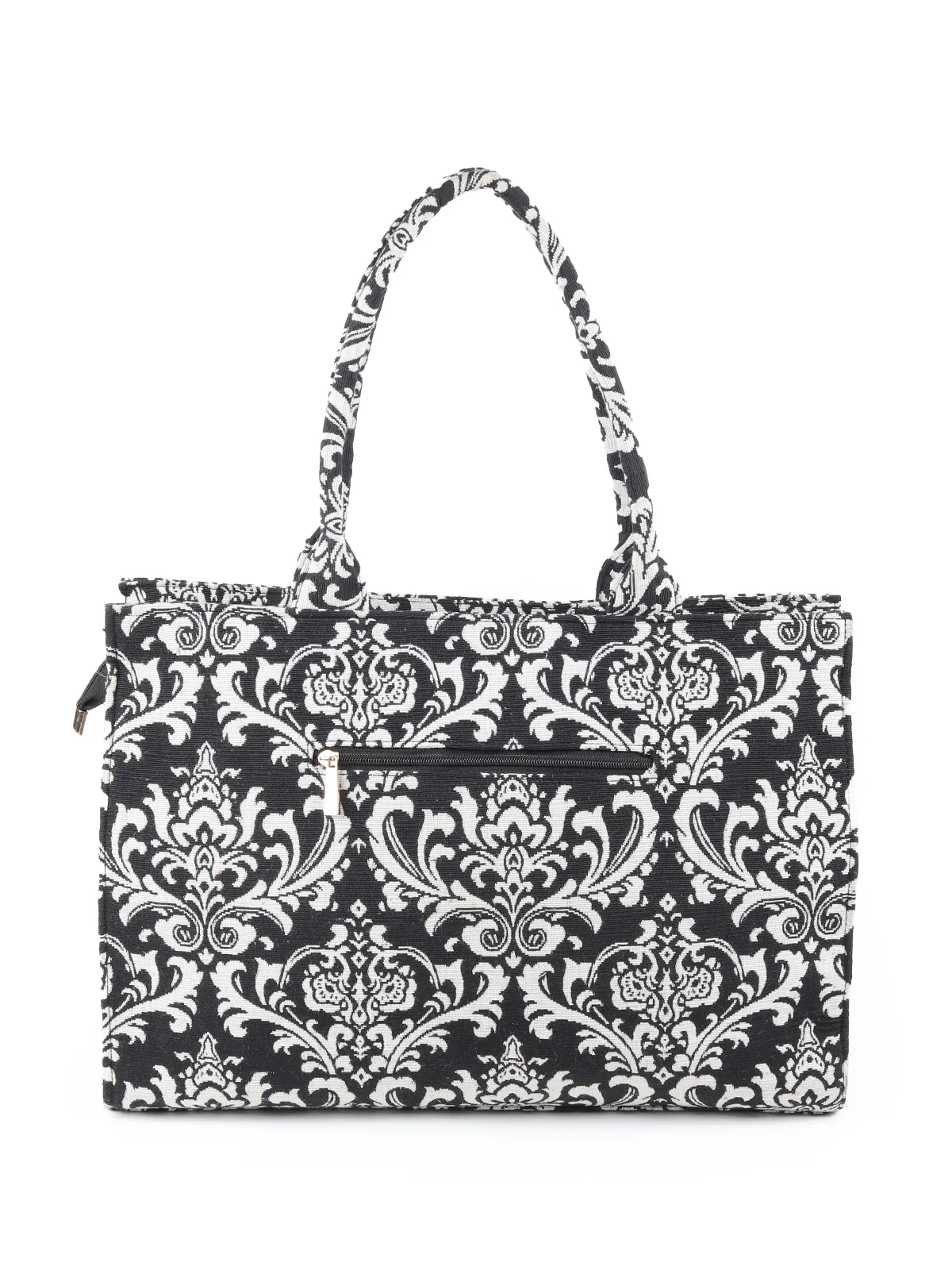 Odette Black And White Woven Tote Bag for Women - Image 6