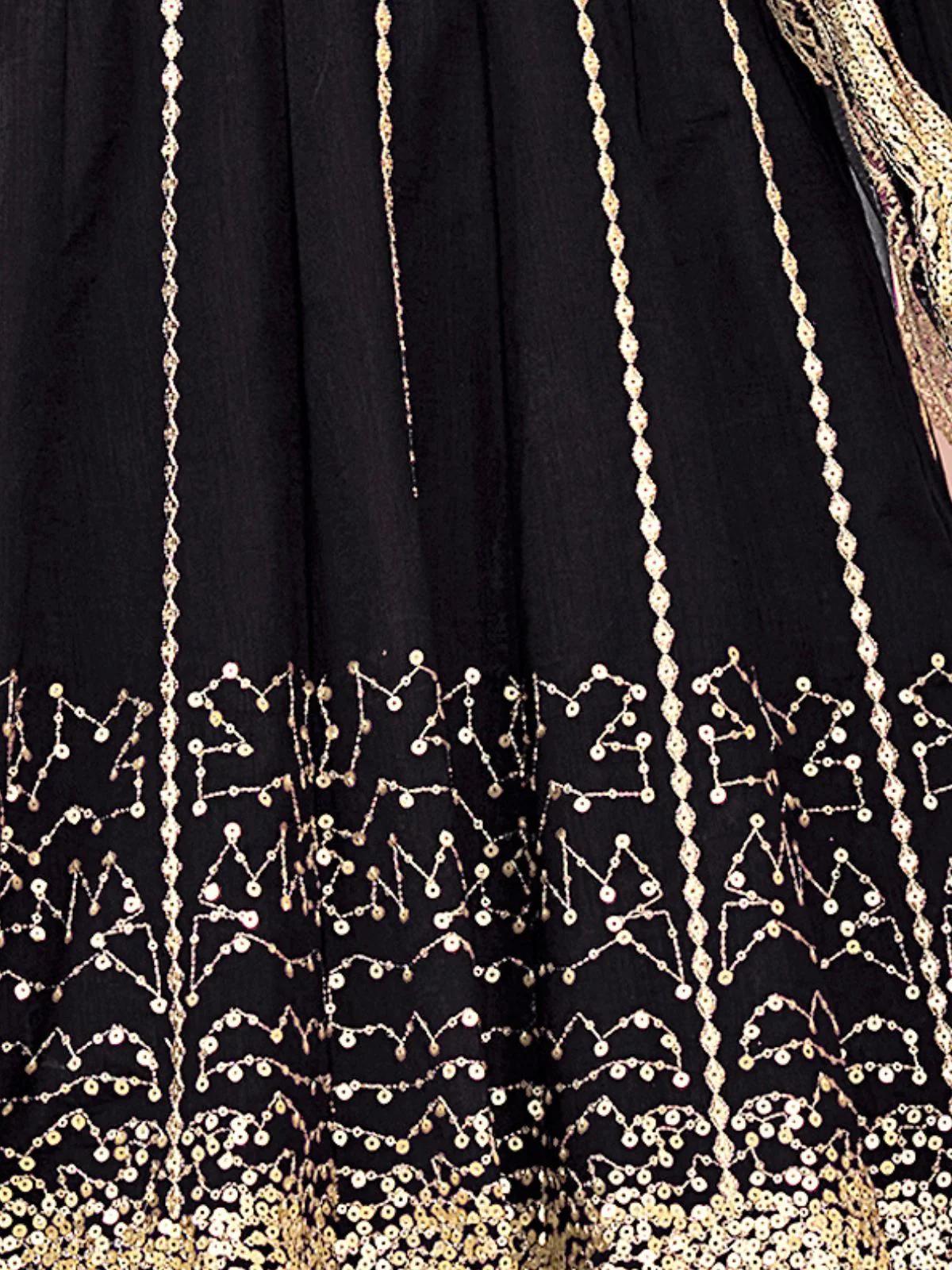 Odette Black Art Silk Embellished Semi Stitched Kurta Set For Women - Image 5