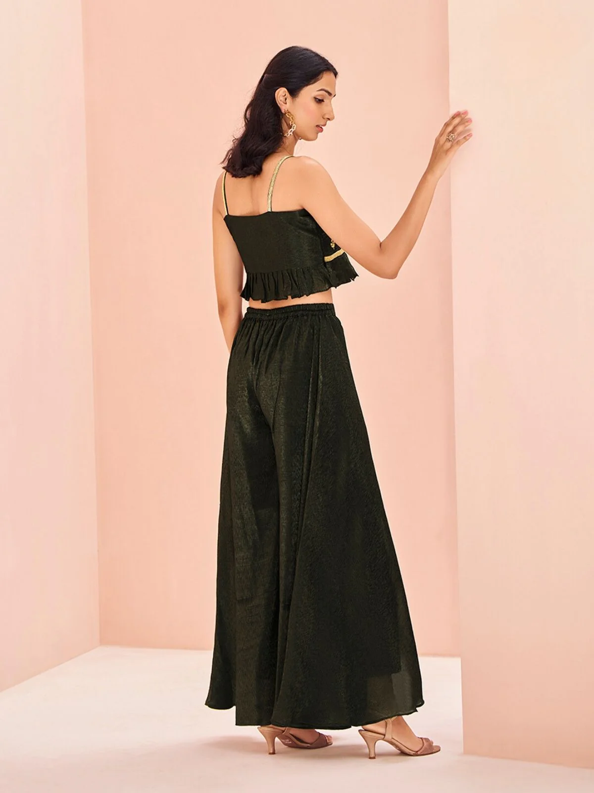 Odette Black Art Silk Embroidered Stitched Co-Ord Set For Women - Image 4