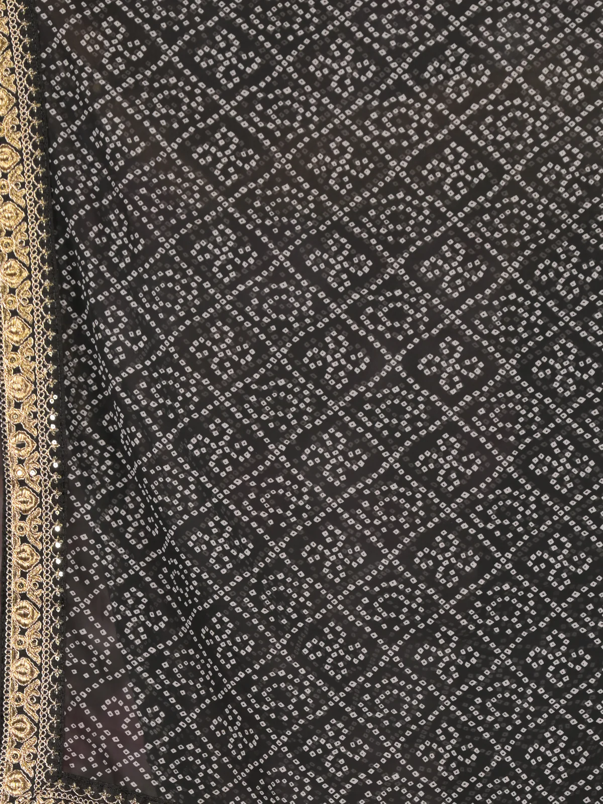 Odette Black Bandhani Printed Embroidered Saree with Unstitched Blouse for Women - Image 5
