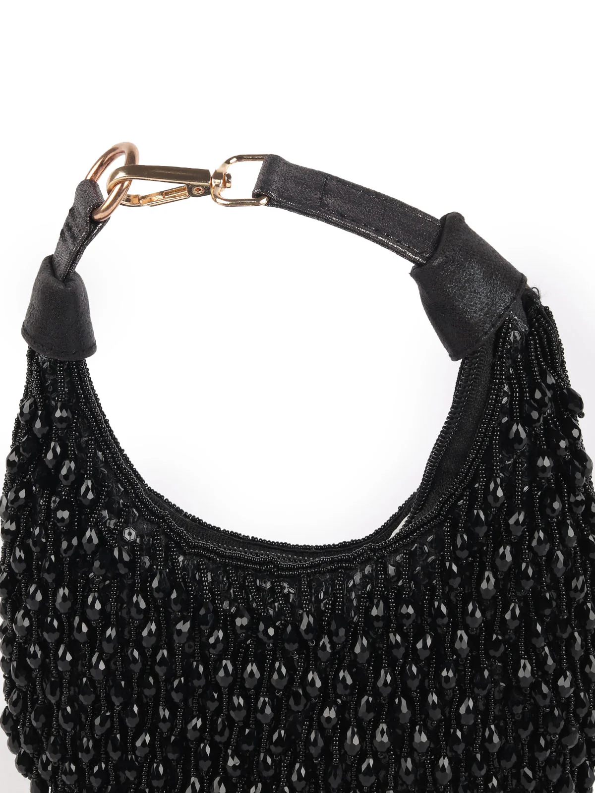 Odette Black Beaded Moon Clutch For Women - Image 5