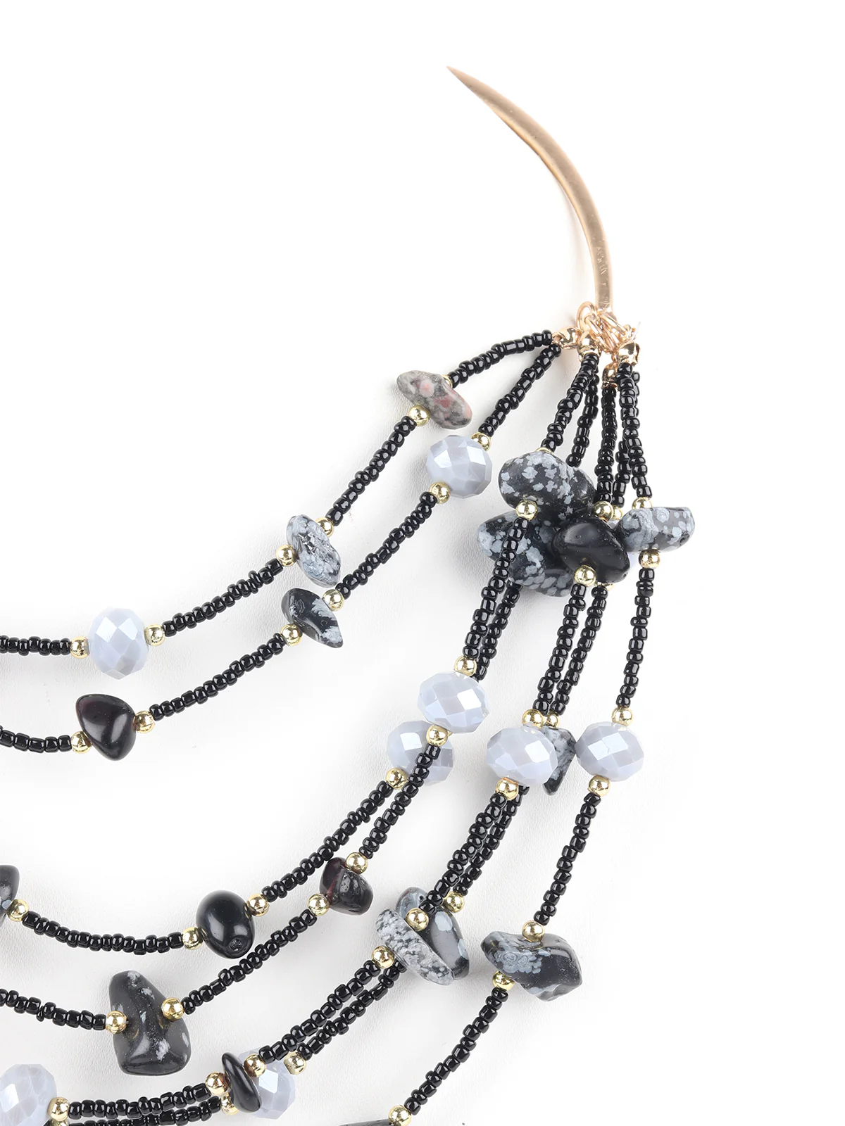 Odette Black Beaded Western Choker Neckpiece For Women - Image 3