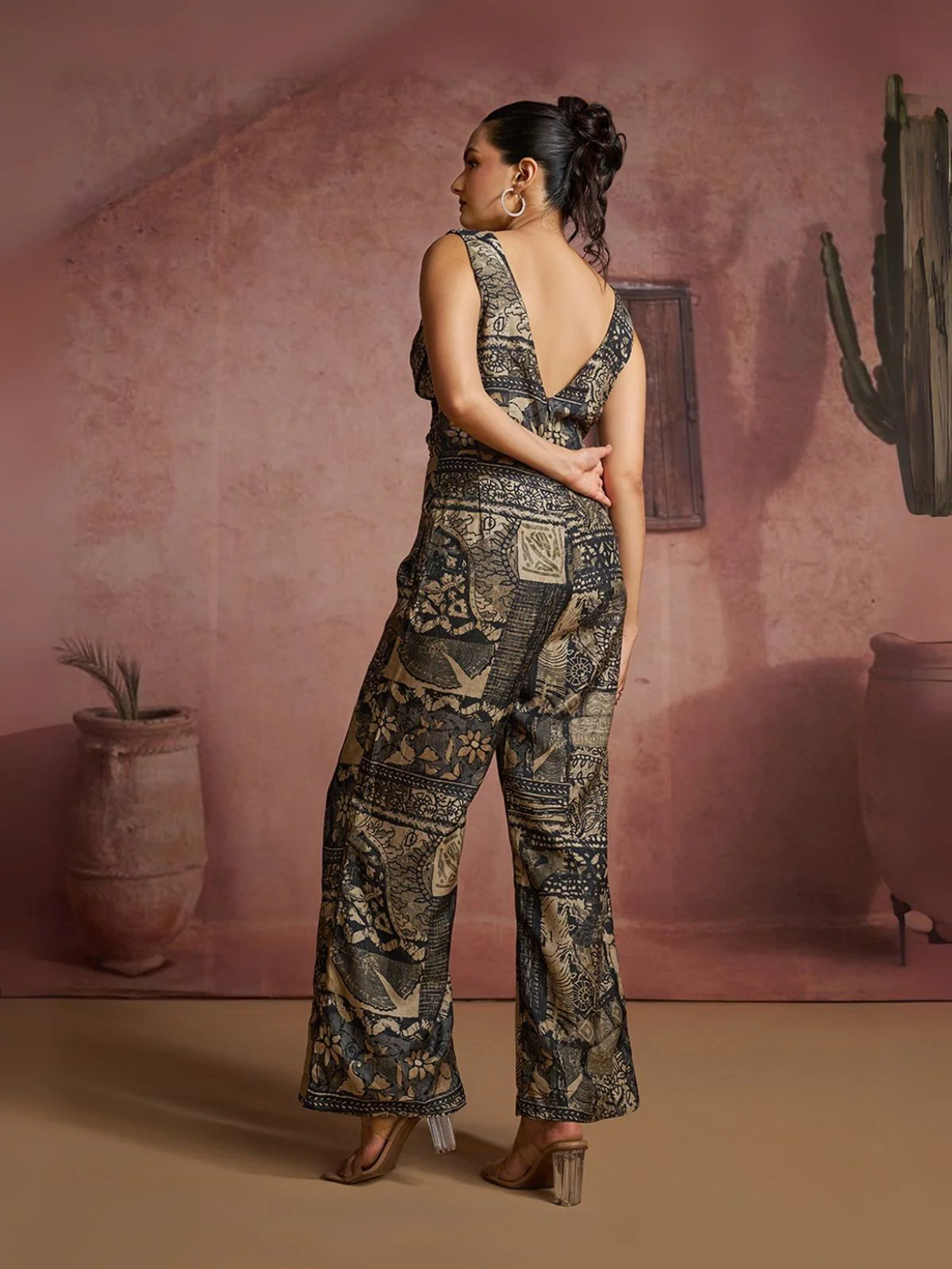 Odette Black Cotton Blend Printed Co-ord Set For Women - Image 2