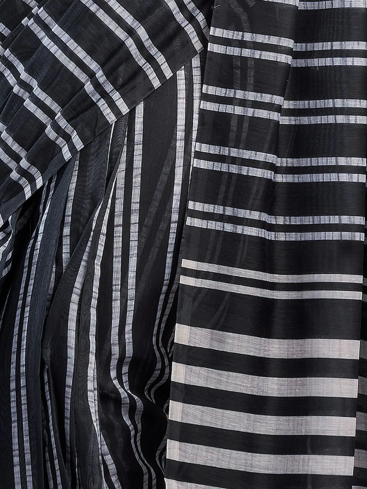 Odette Black Cotton Linen Zari Work Saree For Women - Image 5