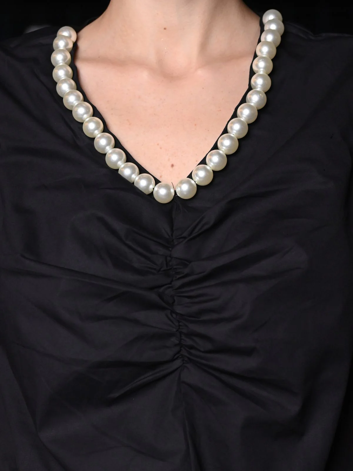 Odette Black Cotton Poplin Embroidered Top For Women - Image 5