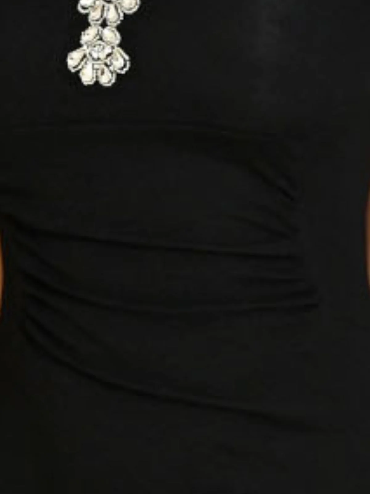 Odette Black Cotton Rib Solid Dress For Women - Image 6