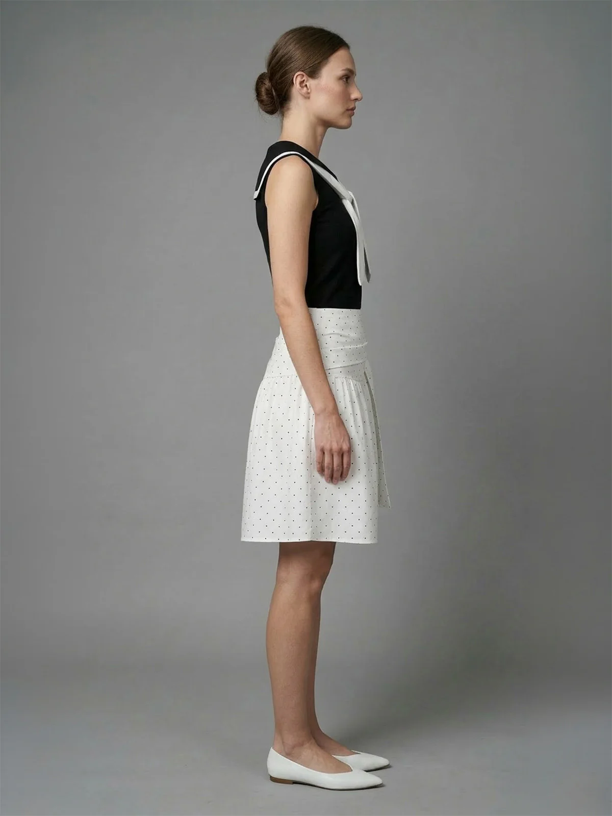 Odette Black Cotton Rib Solid Top For Women - Image 2