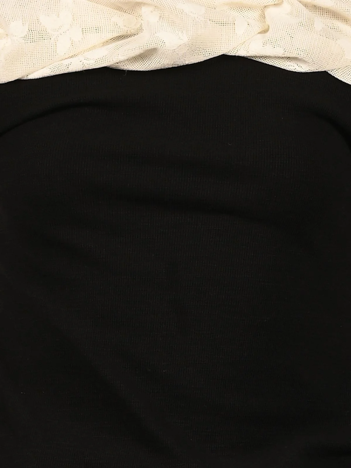 Odette Black Cotton Rib Solid Top For Women - Image 6