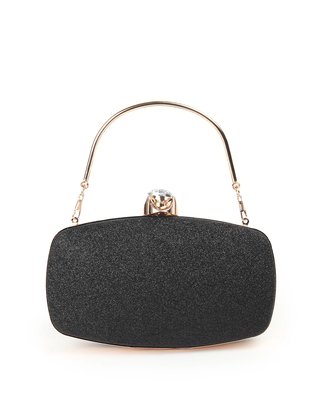 Odette Black Crystal Embellished Clutch For Women - Image 5