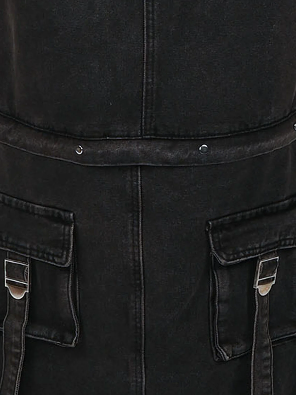 Odette Black Denim Solid Skirt For Women - Image 5