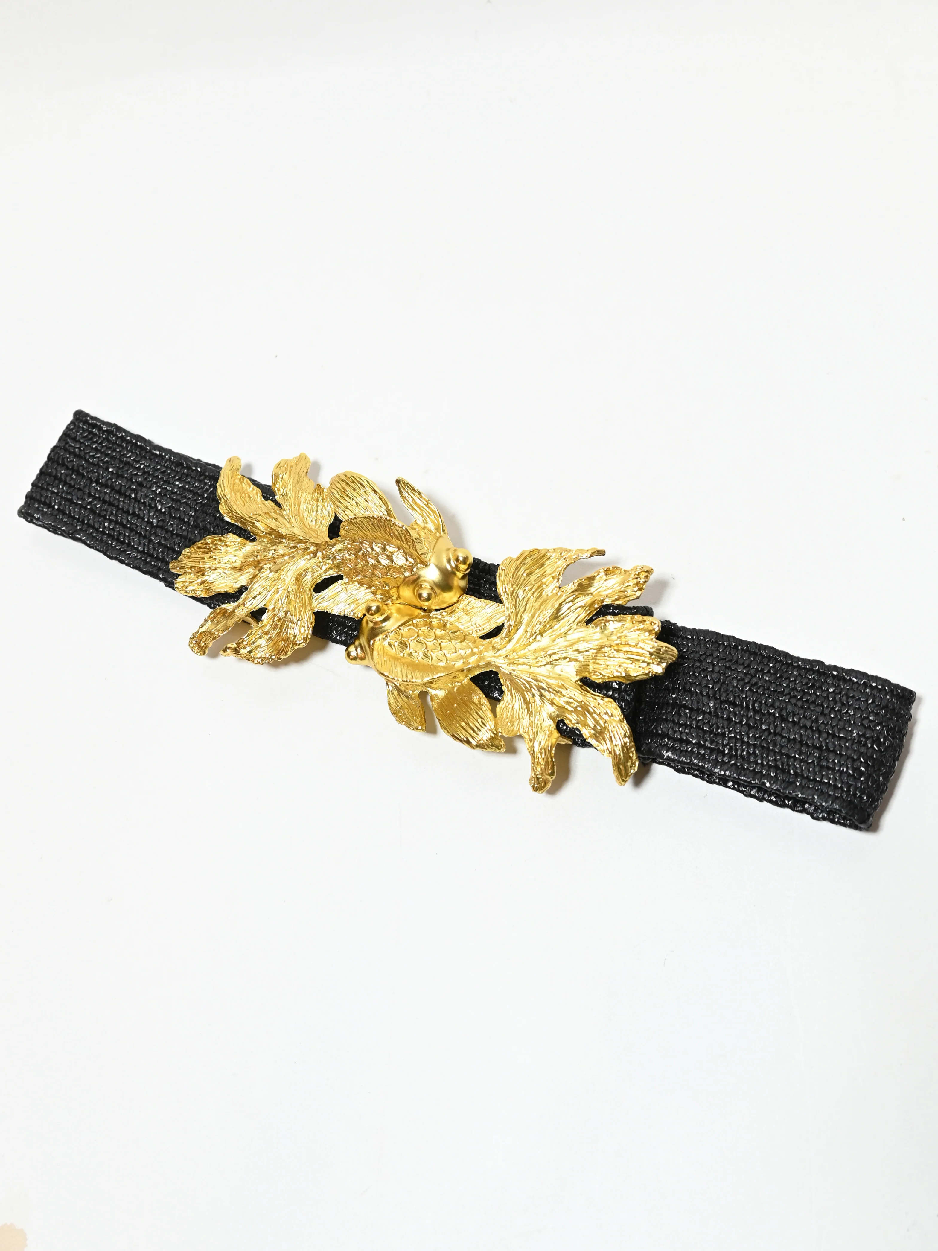 Odette Black Elastic And Raffia Metallic Design Belt For Women - Image 3