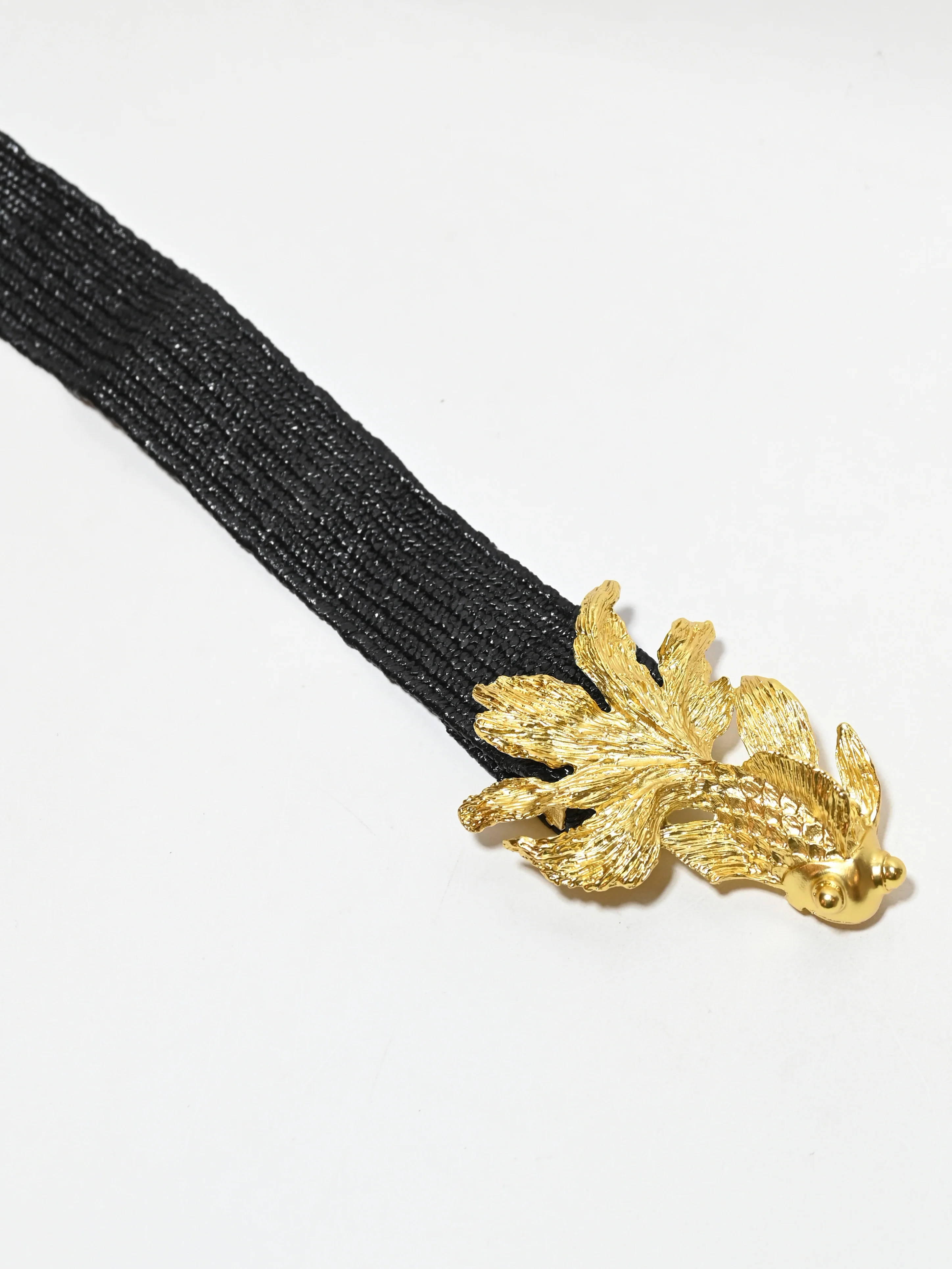 Odette Black Elastic And Raffia Metallic Design Belt For Women - Image 5
