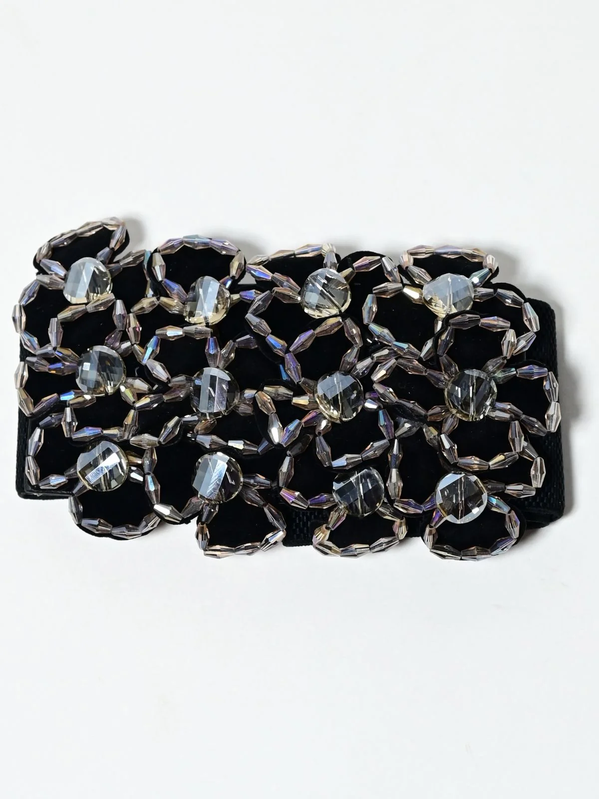 Odette Black Elastic Beaded Pearl Belt For Women - Image 4