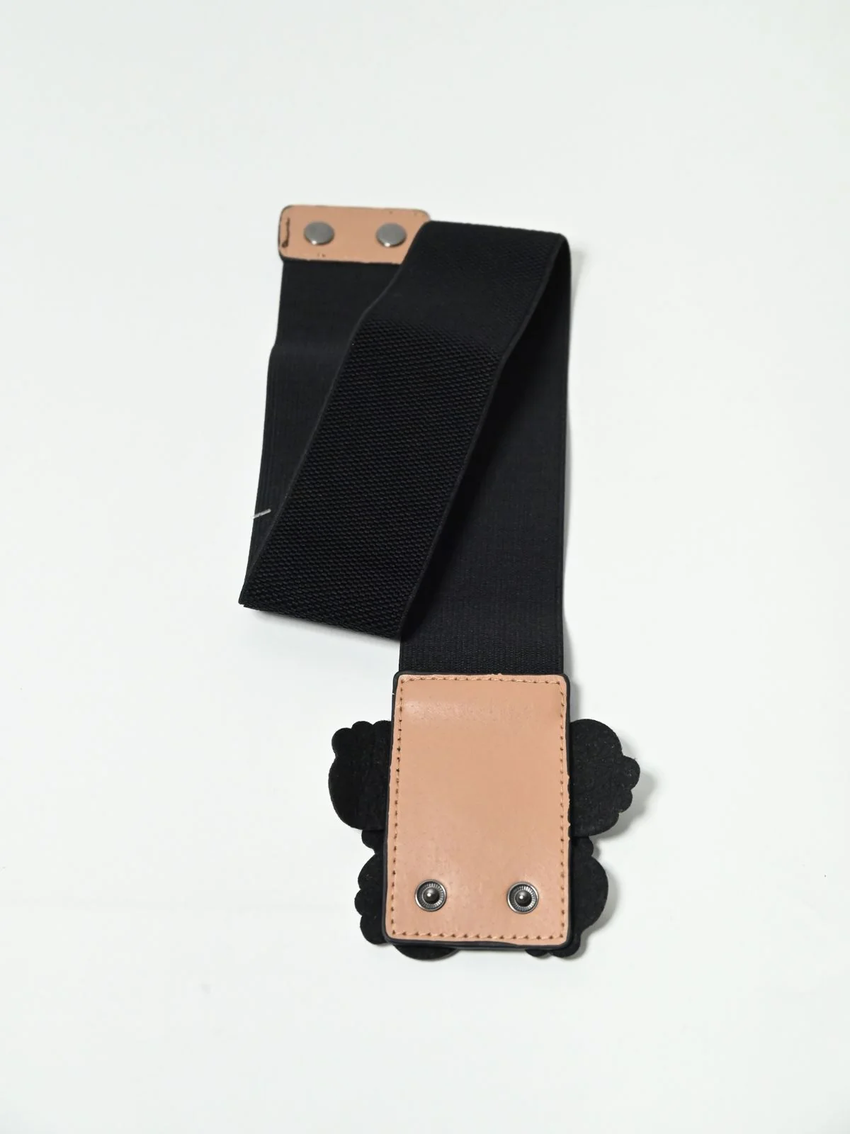 Odette Black Elastic Embellished Belt For Women - Image 5