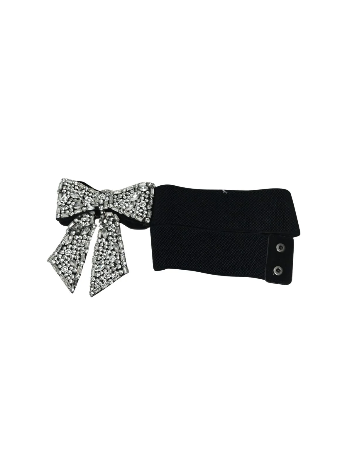 Odette Black Elastic Embellished Belt For Women - Image 5