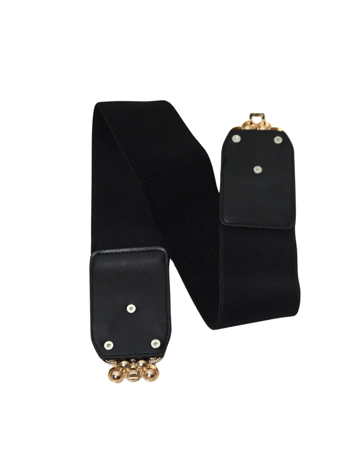 Odette Black Elastic Embellished Belt For Women - Image 6