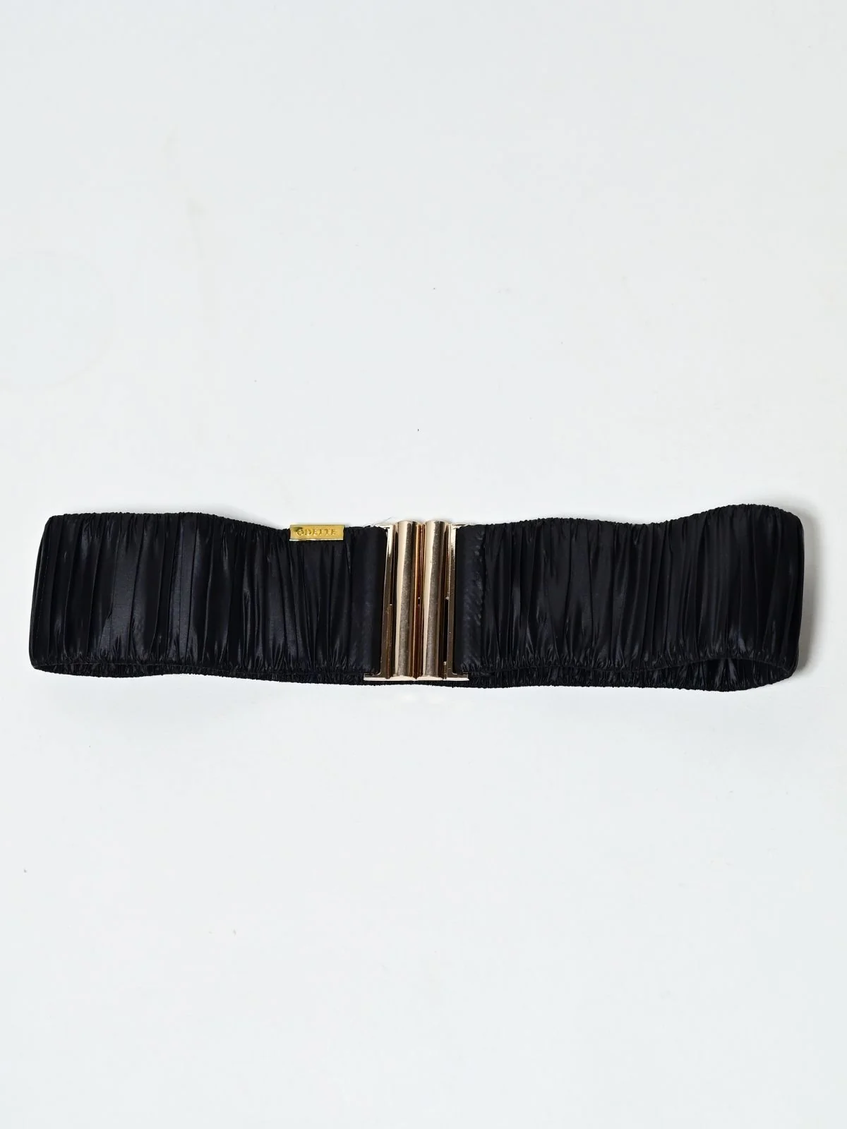 Odette Black Elastic Gathered Belt For Women - Image 2