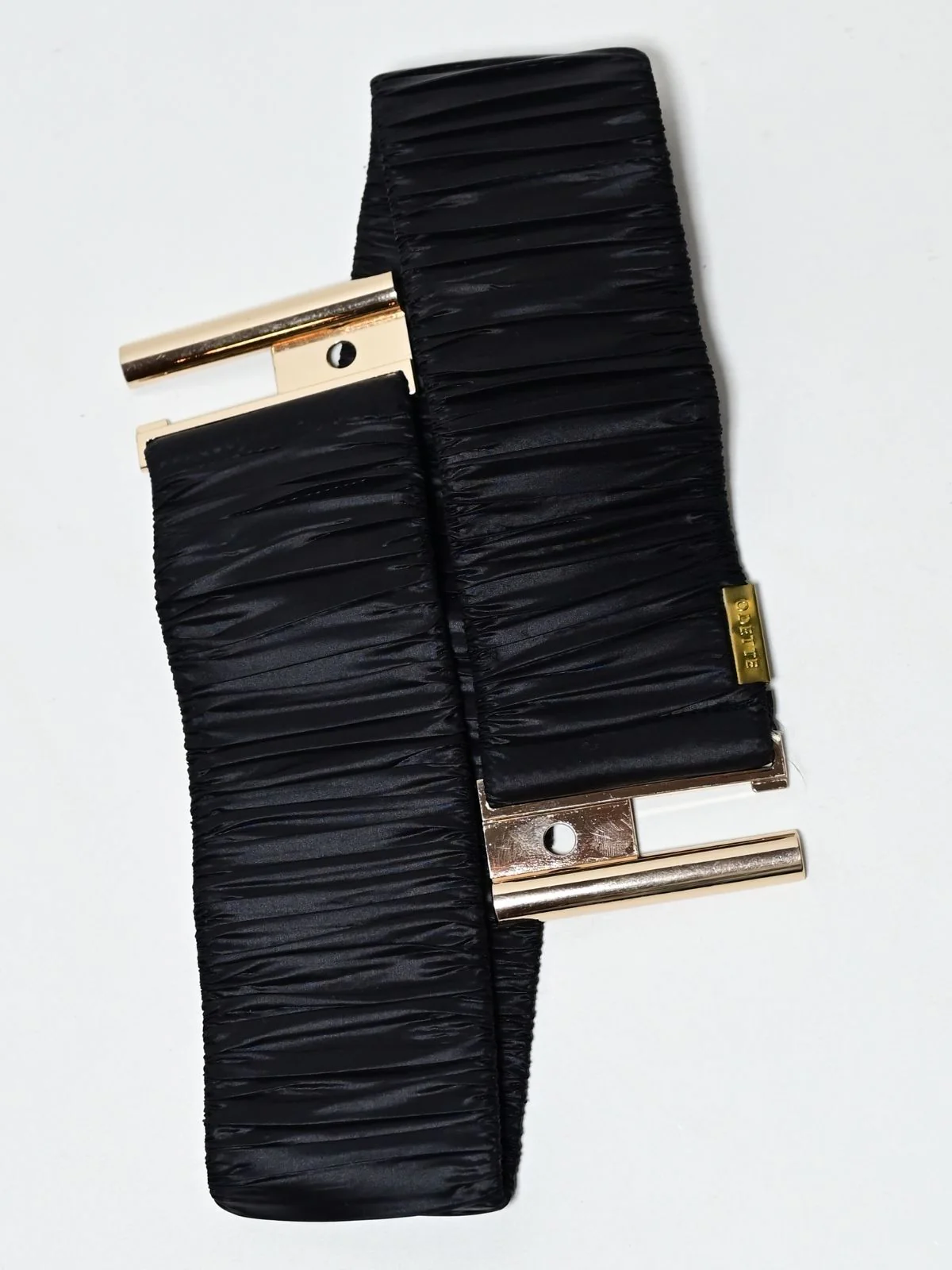 Odette Black Elastic Gathered Belt For Women - Image 5