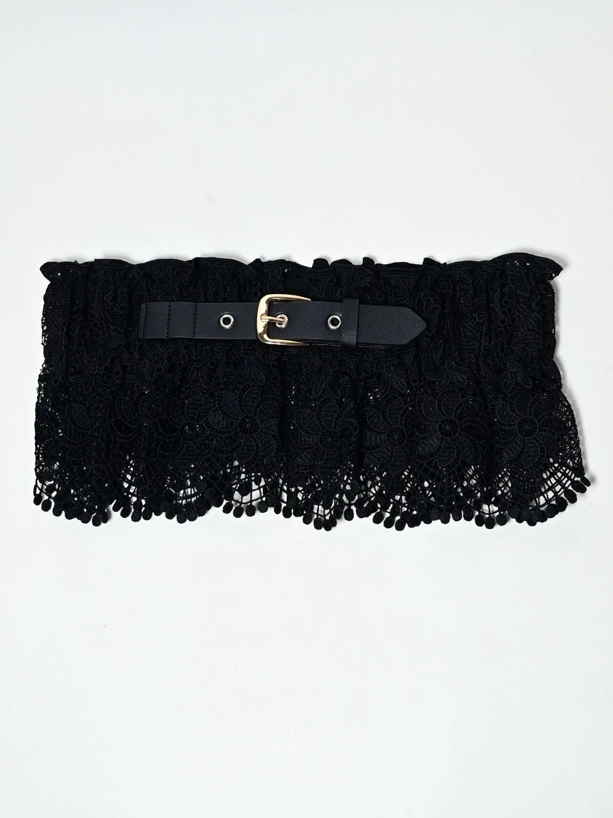 Odette Black Elastic Lace Work Belt For Women - Image 2