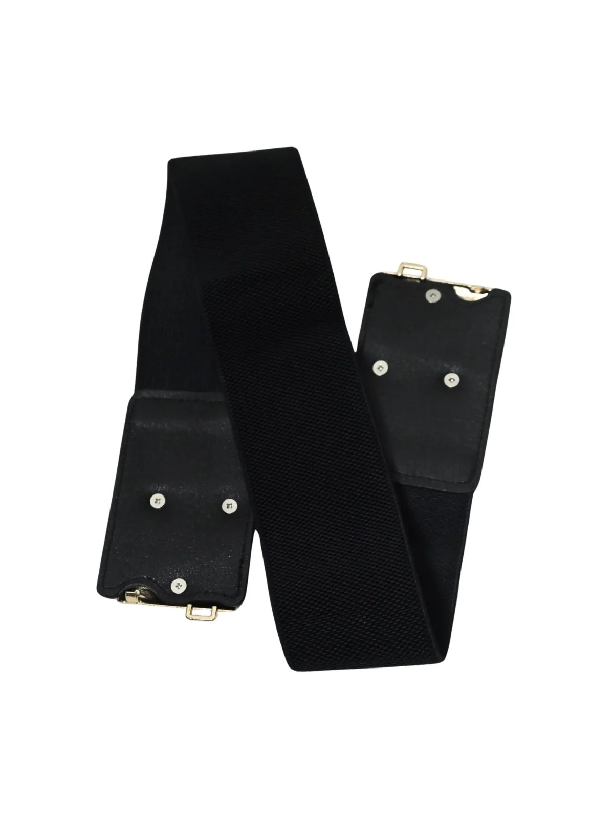 Odette Black Elastic Solid Belt For Women - Image 6
