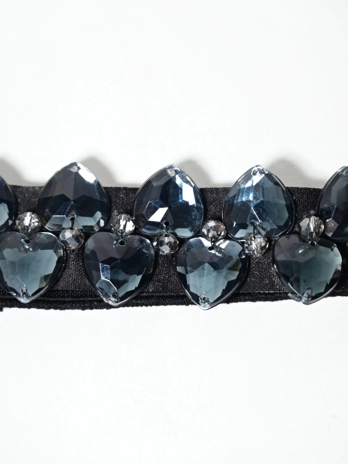 Odette Black Elastic Stone Belt For Women - Image 4