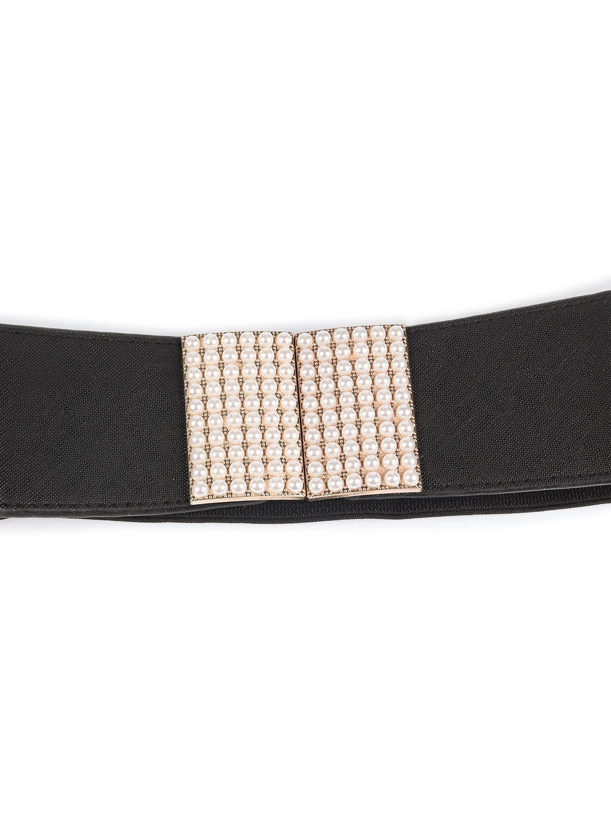Odette Black Elastic With PU Embellished Belt For Women - Image 5