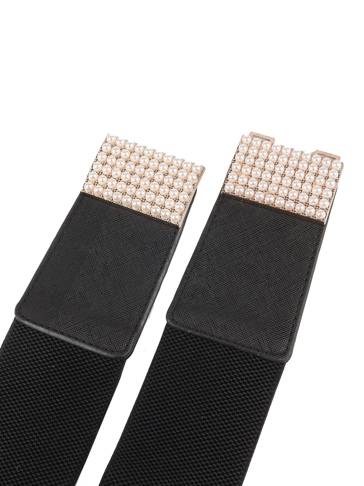 Odette Black Elastic With PU Embellished Belt For Women - Image 6