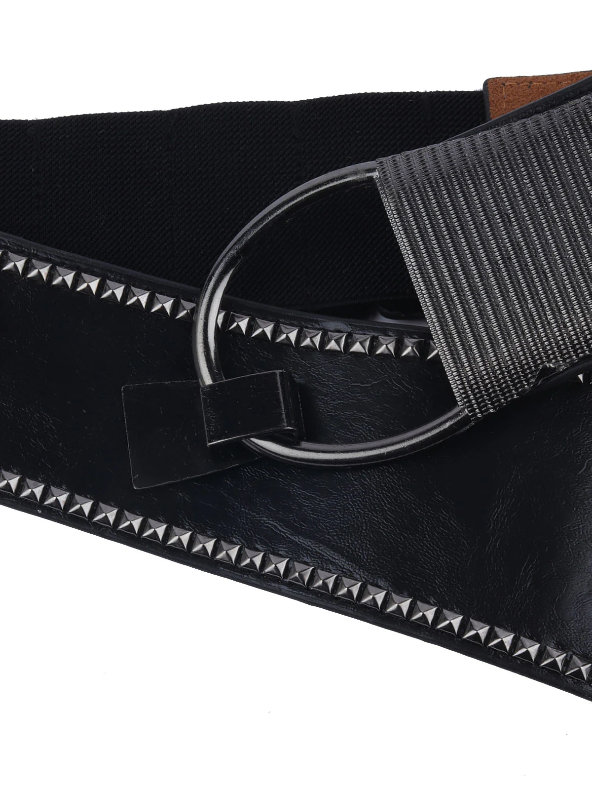Odette Black Elastic With PU Solid Belt For Women - Image 4