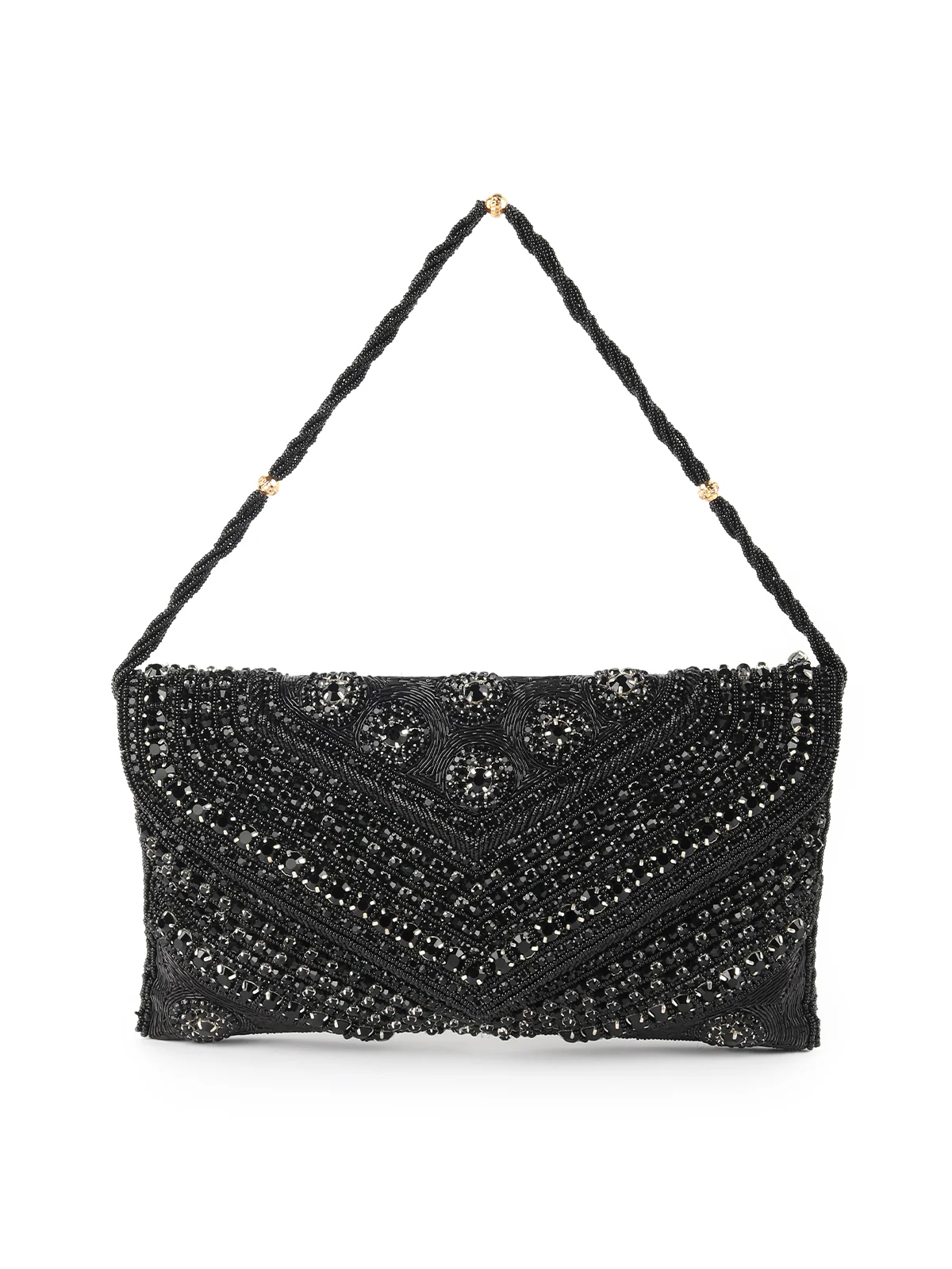 Odette Black Embellished Bridal Clutch For Women - Image 3