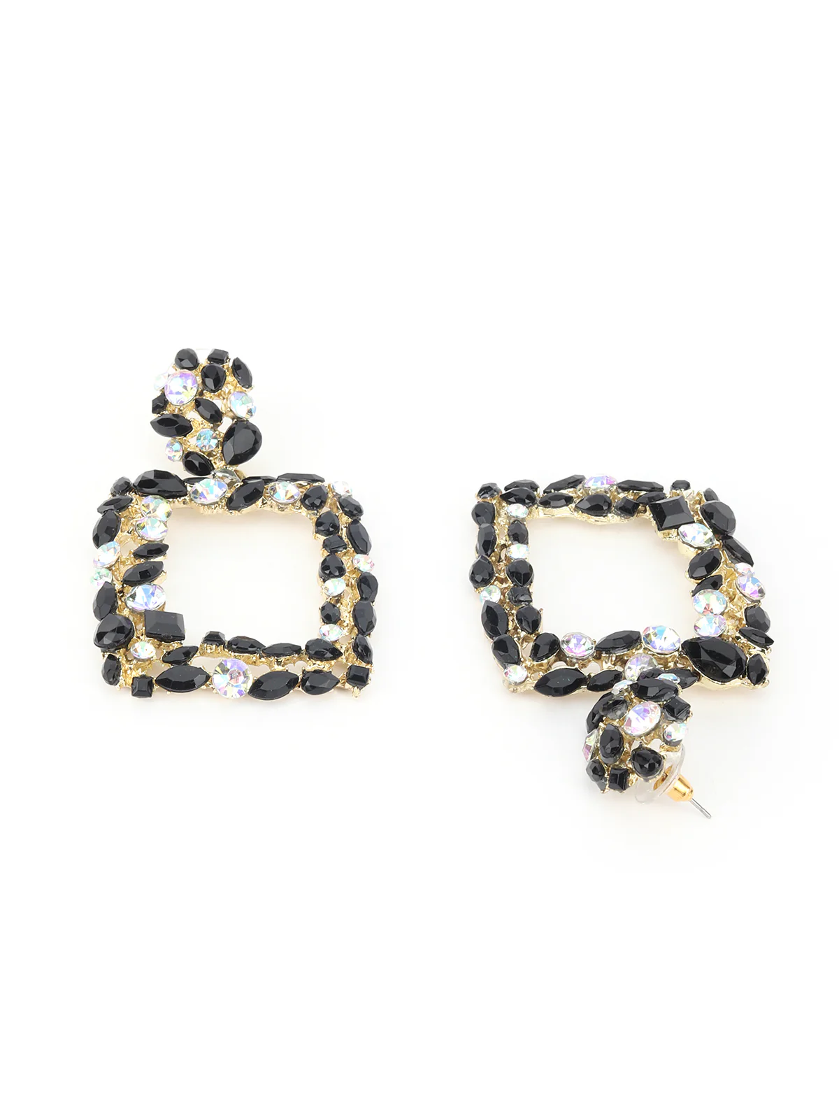 Odette Black Embellished Dangler Earring For Women - Image 3