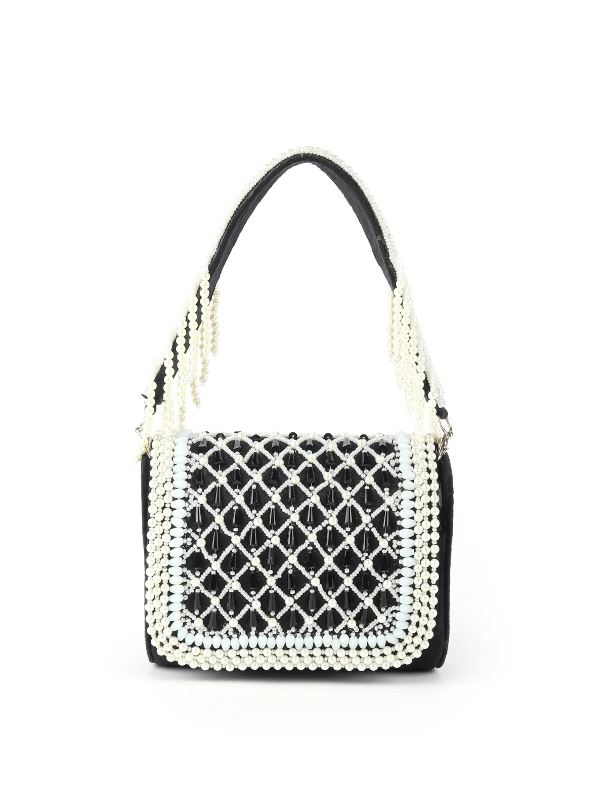 Odette Black Embellished Party Clutch For Women - Image 3