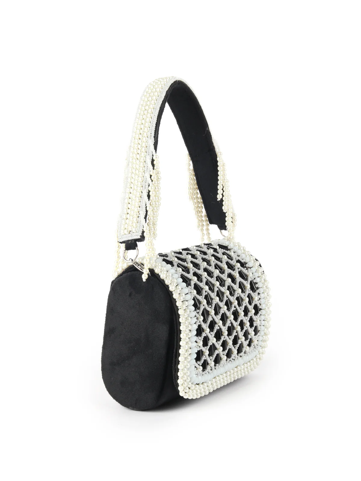 Odette Black Embellished Party Clutch For Women - Image 4