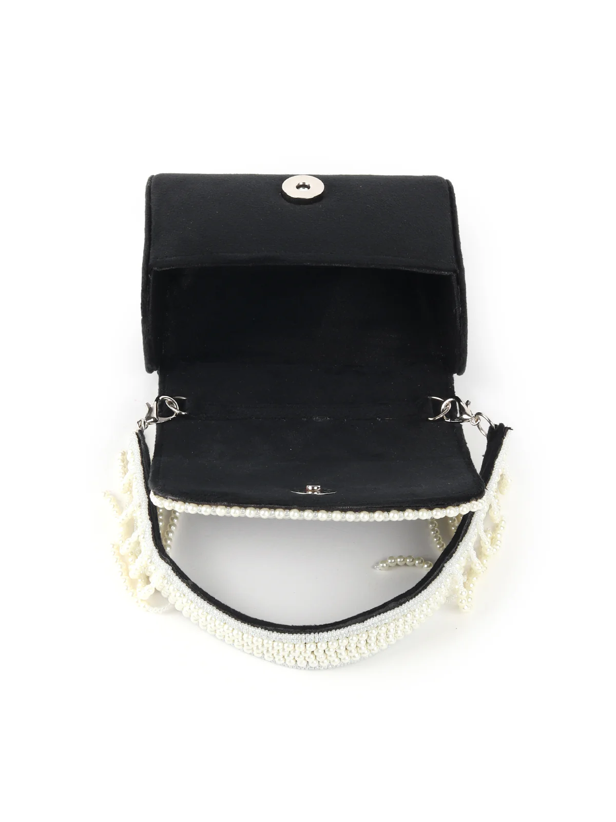 Odette Black Embellished Party Clutch For Women - Image 6