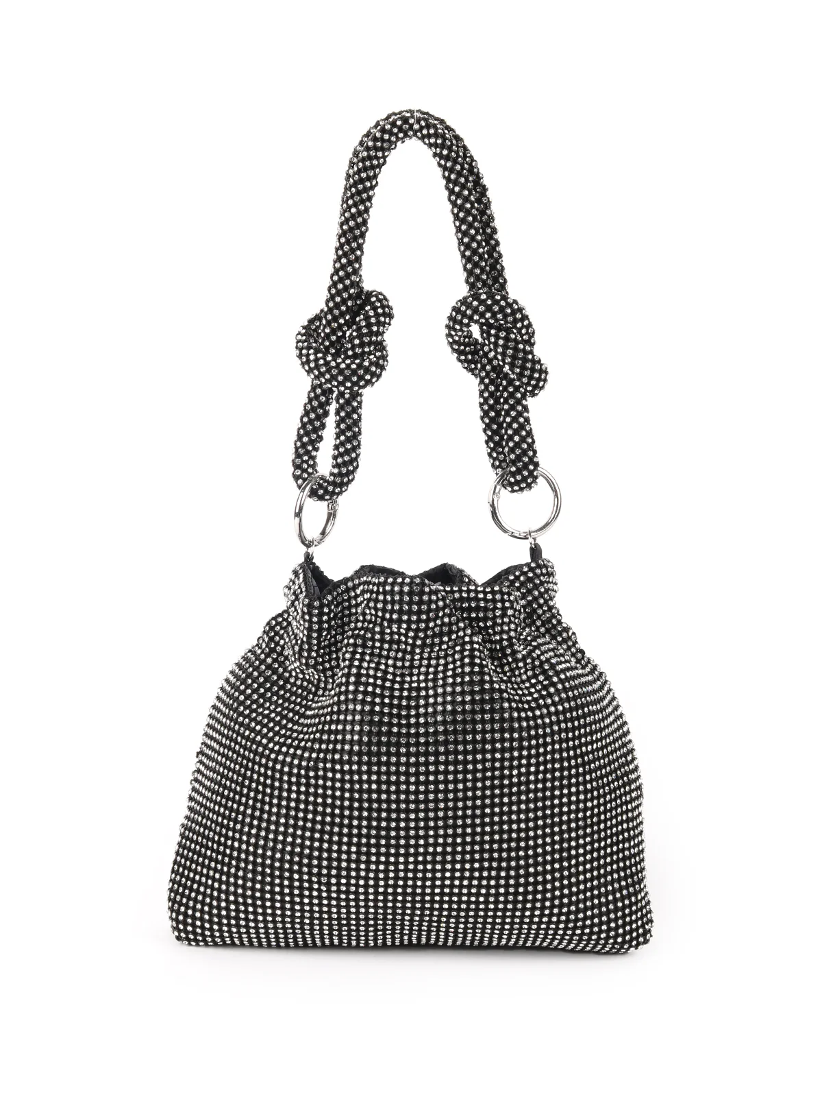 Odette Black Embellished Potli Bag For Women - Image 3