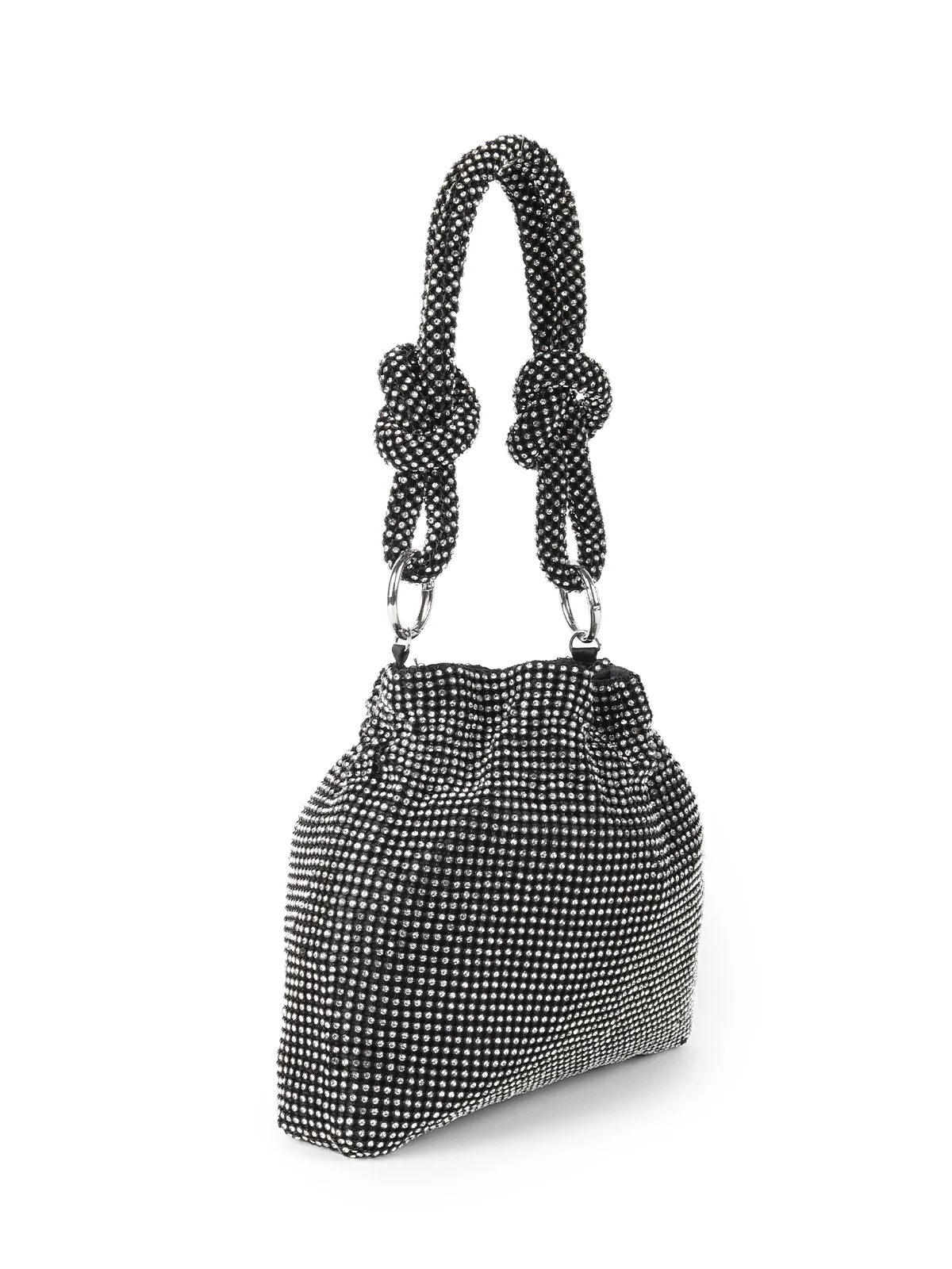 Odette Black Embellished Potli Bag For Women - Image 4