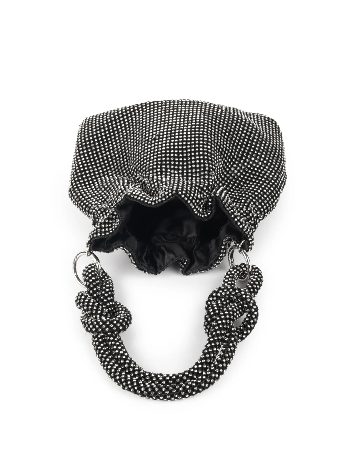 Odette Black Embellished Potli Bag For Women - Image 6