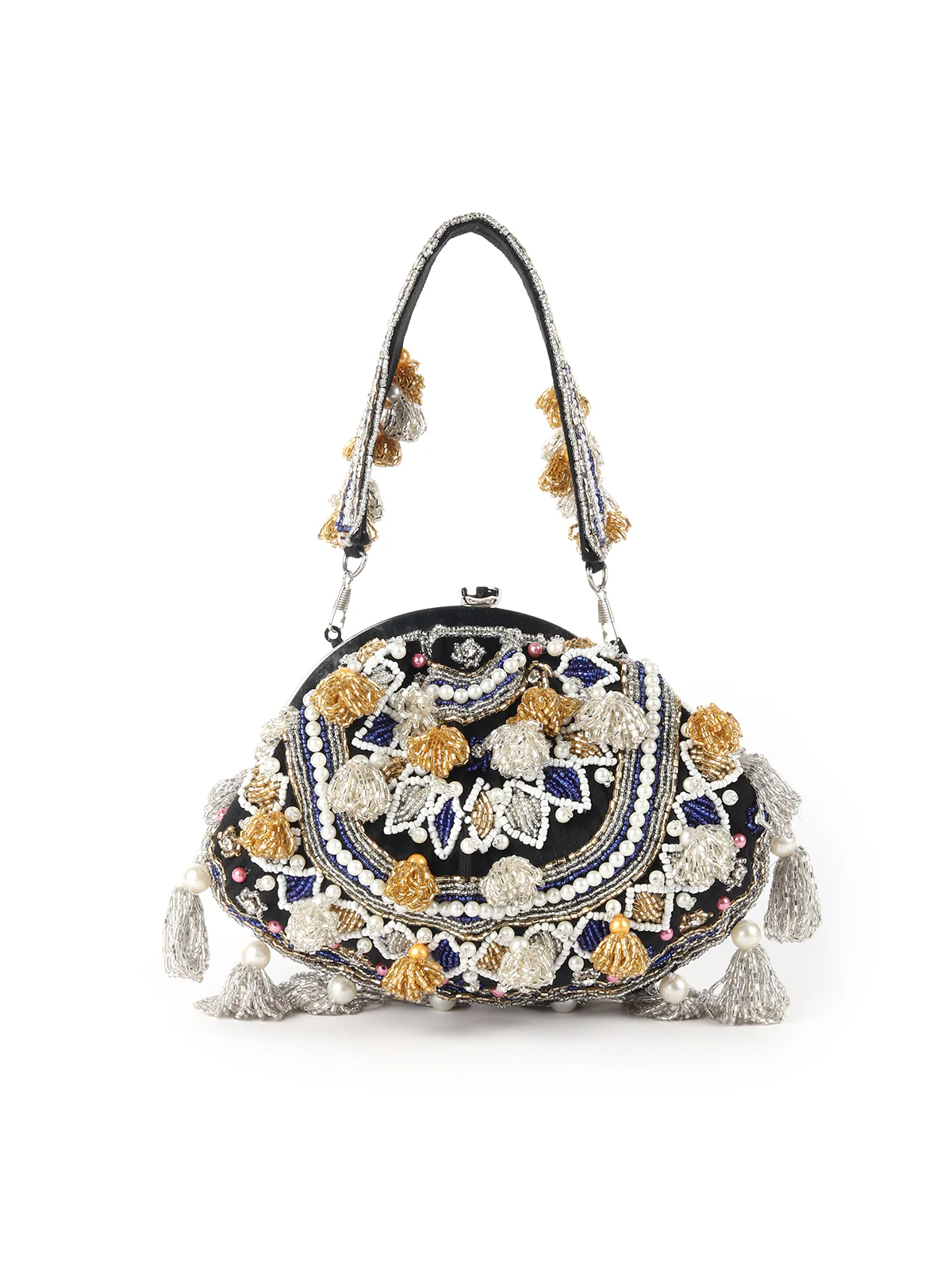 Odette Black Embroidered Batuwa Bag For Women - Image 5