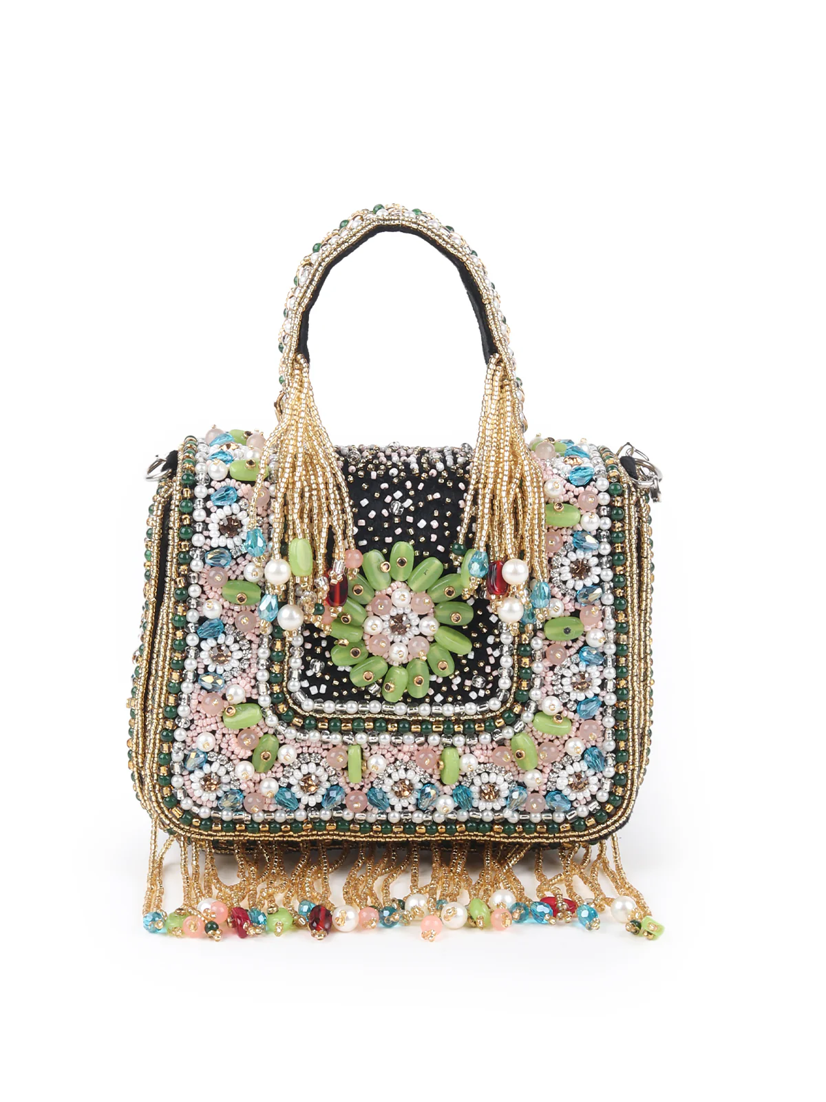 Odette Black Embroidered Clutch Bag For Women - Image 3