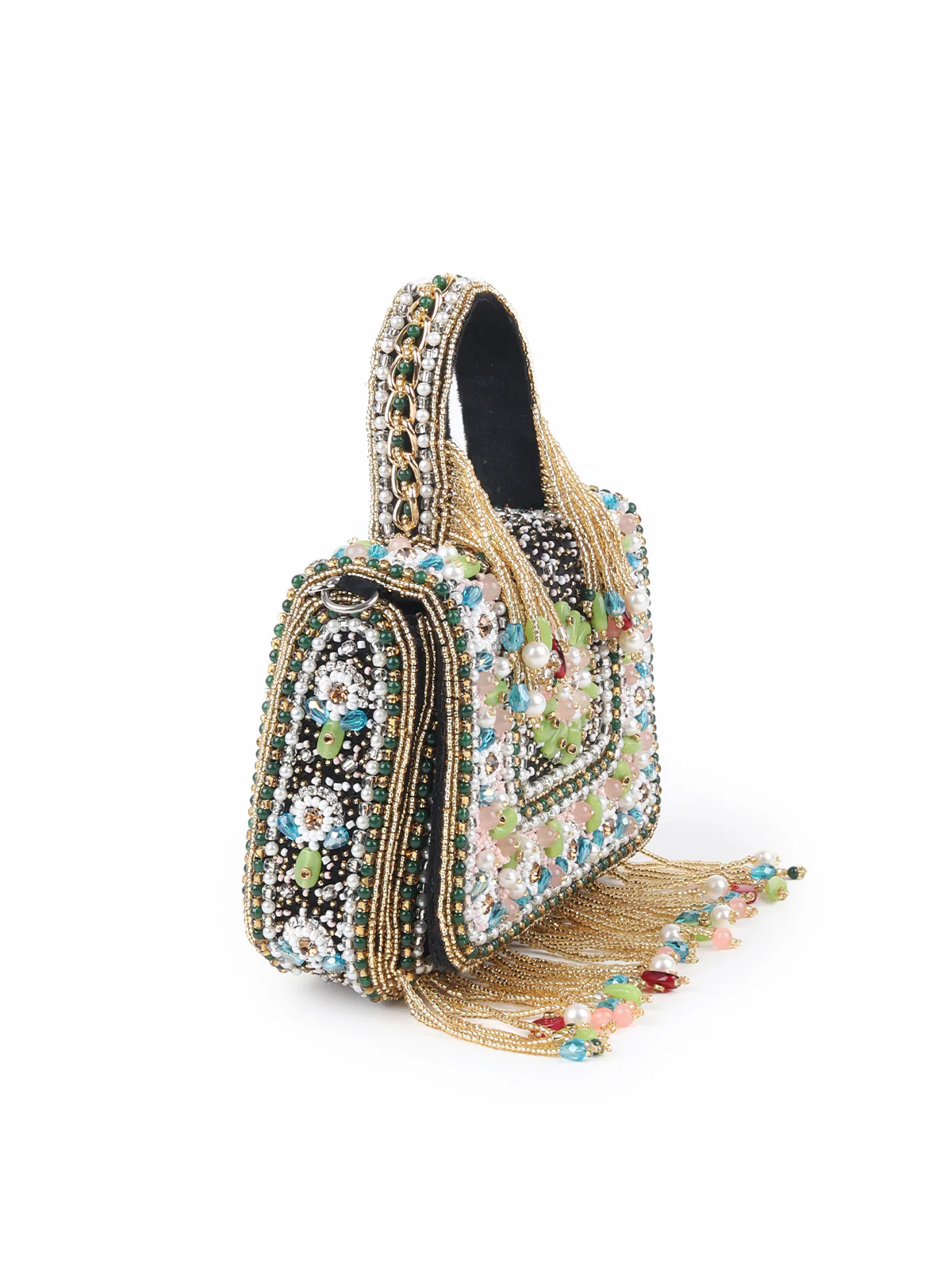 Odette Black Embroidered Clutch Bag For Women - Image 4