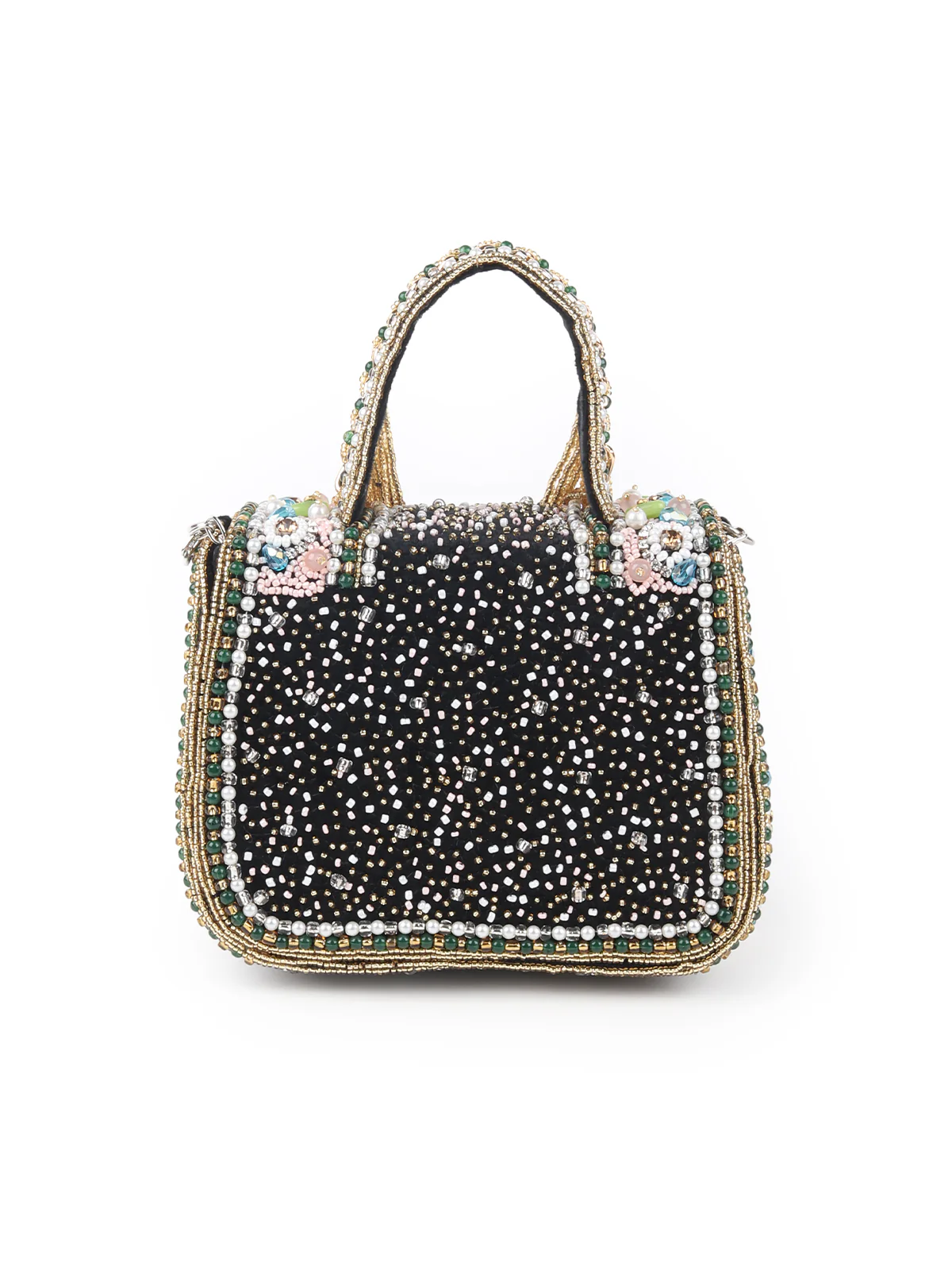 Odette Black Embroidered Clutch Bag For Women - Image 6
