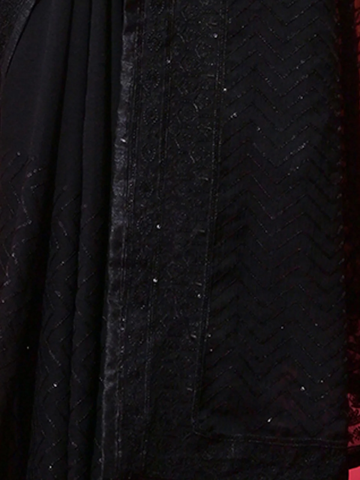 Odette Black Embellished Georgette Saree With Unstitched Blouse For Women - Image 8