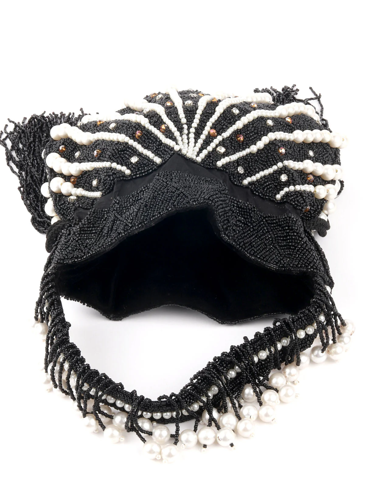 Odette Black Embroidered Potli Bag For Women - Image 6
