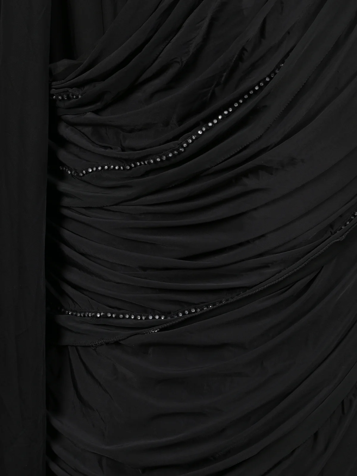 Odette Black Embroidered Ready-To-Wear Polyester Saree With Stitched Blouse For Women - Image 5
