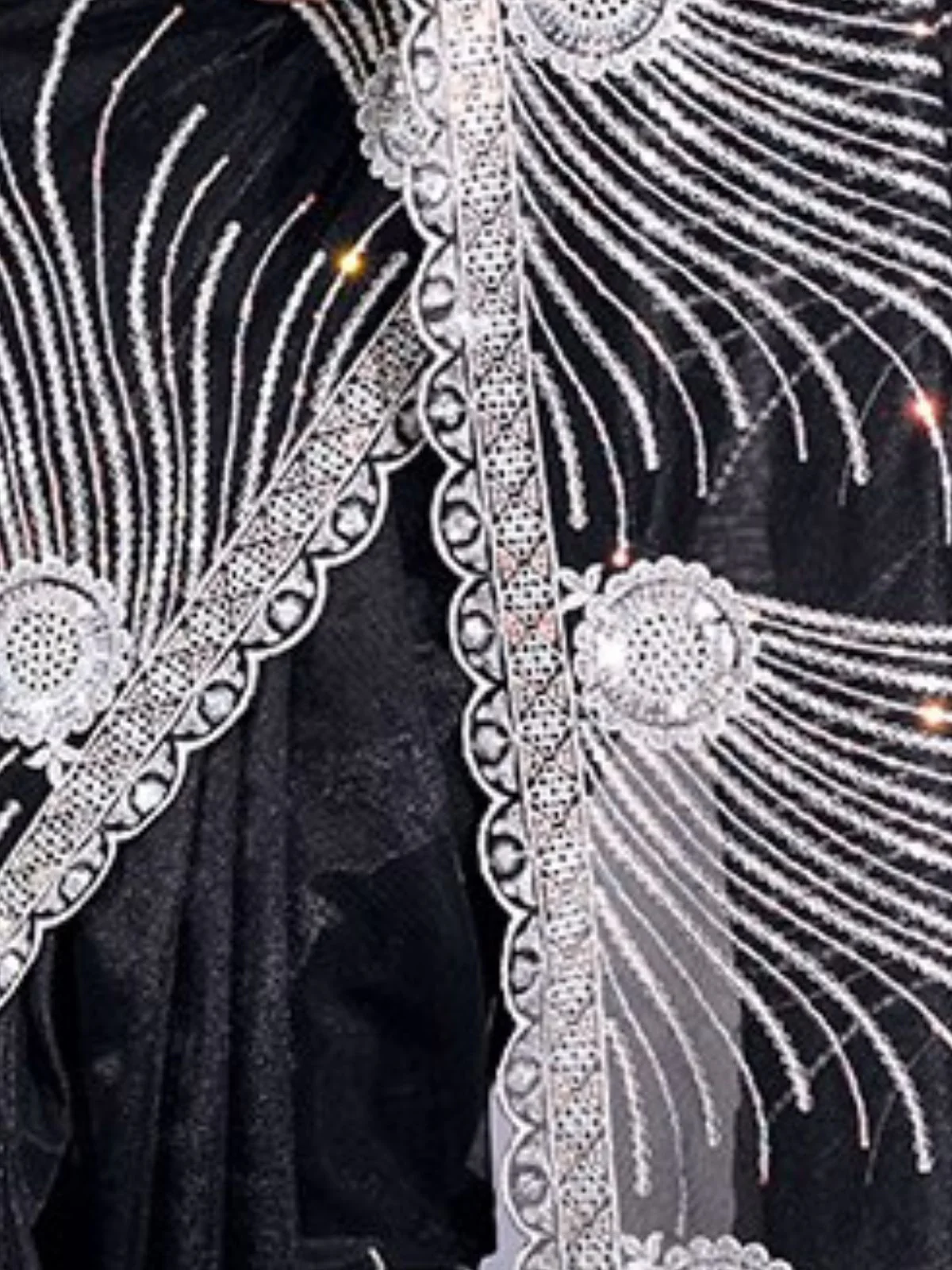 Odette Black Organza Embroidered Saree For Women - Image 4
