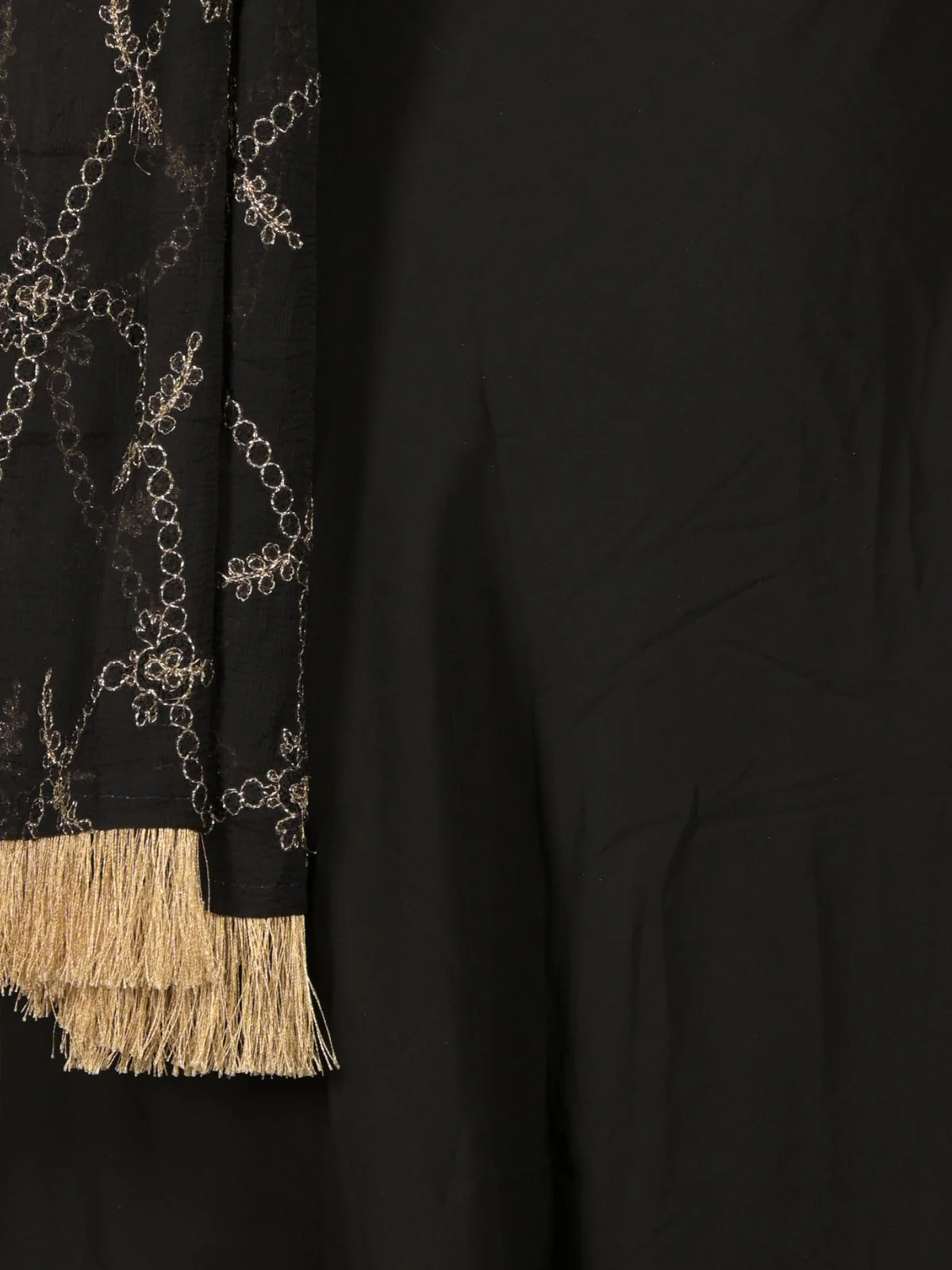 Odette Black Embroidered Stitched Fit and Flare Georgette Kurta Set for Womem - Image 5