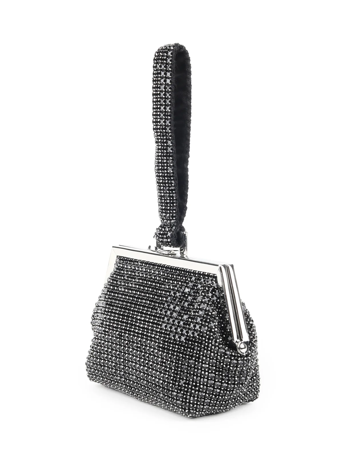 Odette Black Faux Stone Embellished Batua for Women - Image 4