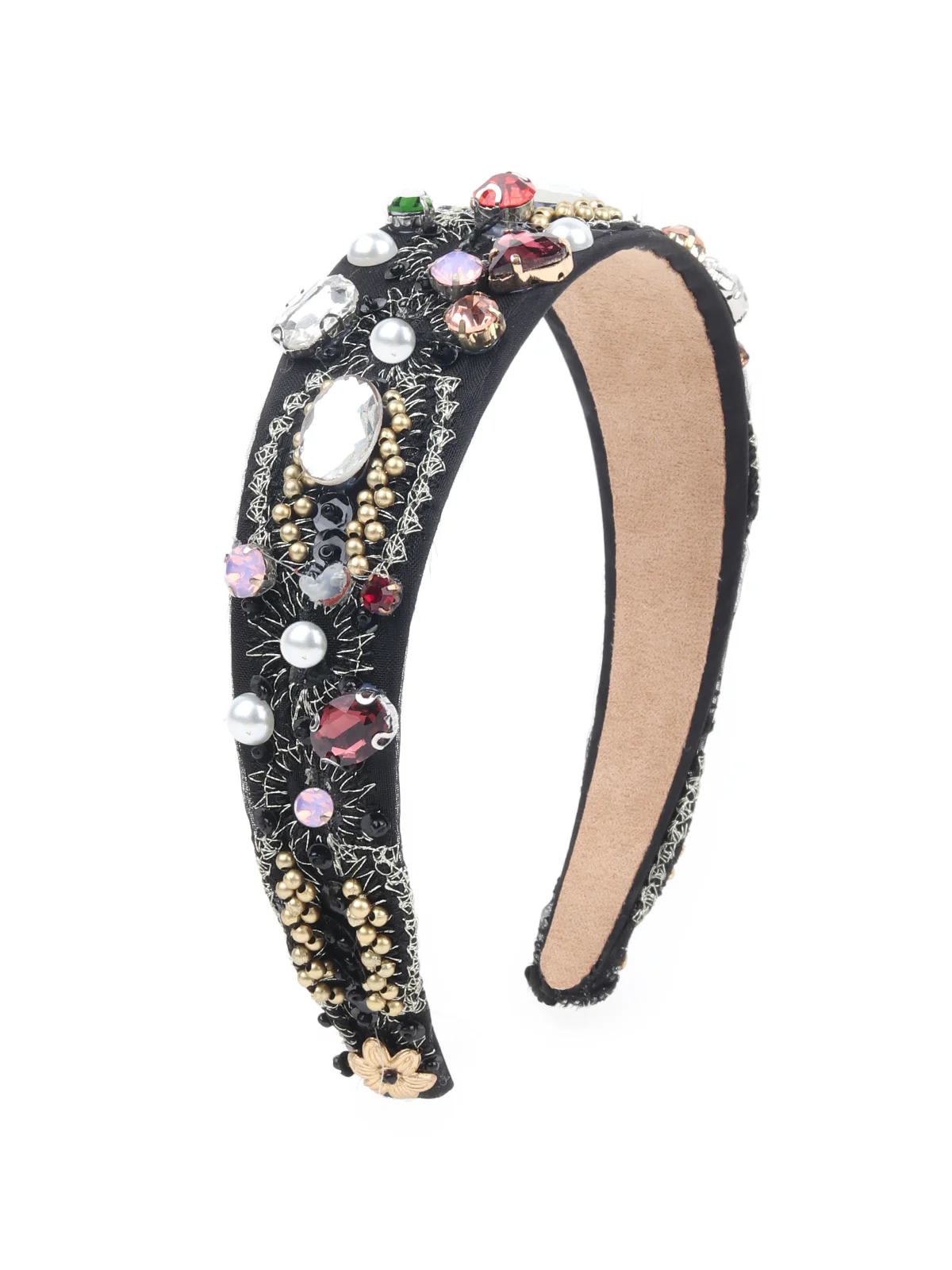 Odette Black Faux Stone Embellished Hair Band for Women - Image 3