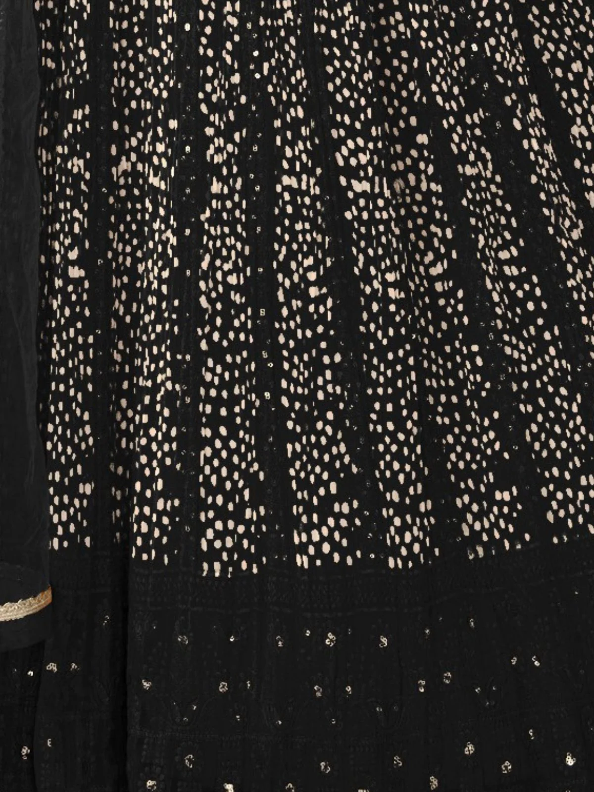 Odette Black Georgette Embellished Semi Stitched Kurta Set For Women - Image 3