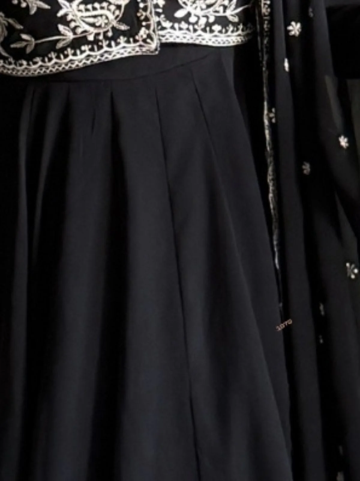 Odette Black GEORGETTE Embroidered Anarkali For Women - Image 5