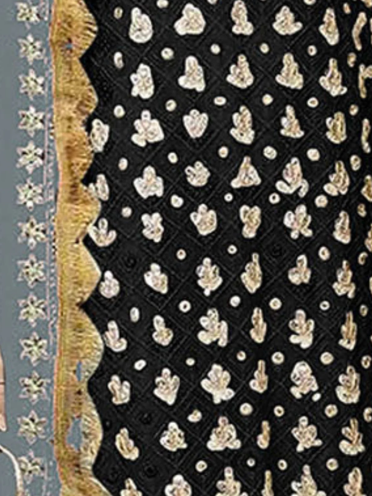 Odette Black Georgette Embroidered Semi Stitched Kurta Set For Women - Image 3
